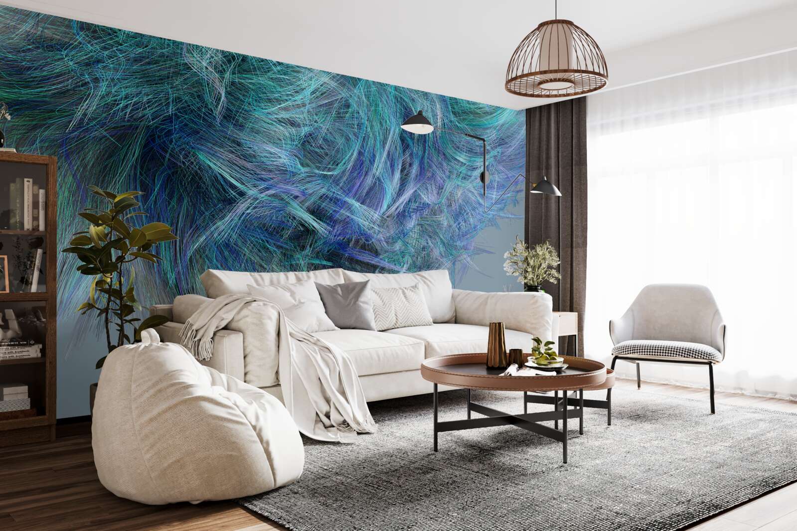 Фотошпалери незвичайний букет з різнокольорового пір'я