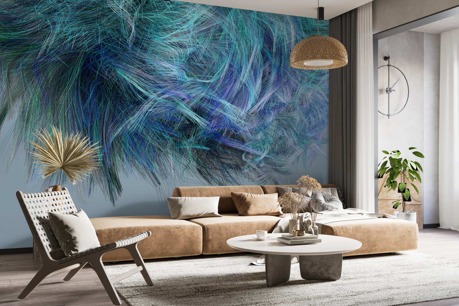 Фотошпалери незвичайний букет з різнокольорового пір'я