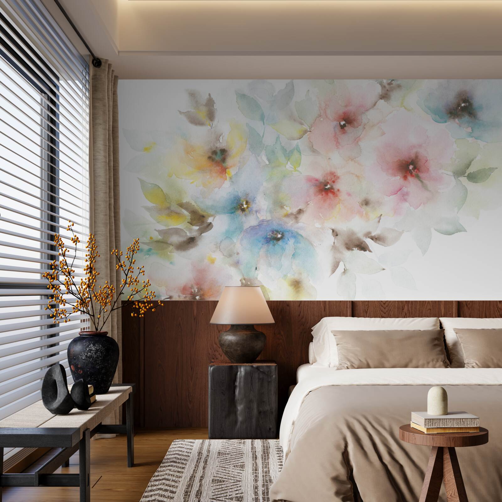 Фотошпалери на одній гілці розпускаються яскраві літні бутони