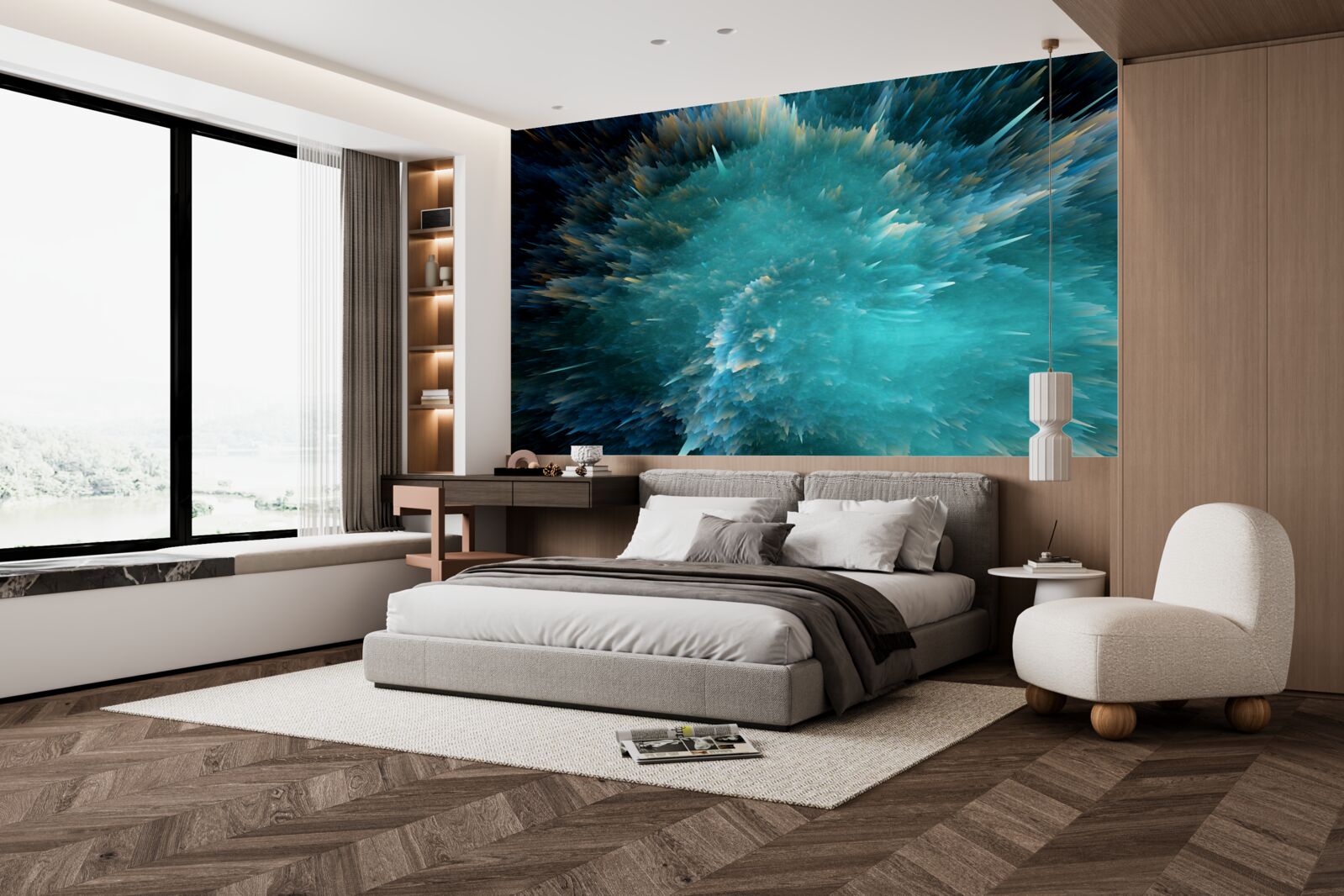 Фотошпалери спалах яскравої бірюзової пігментації