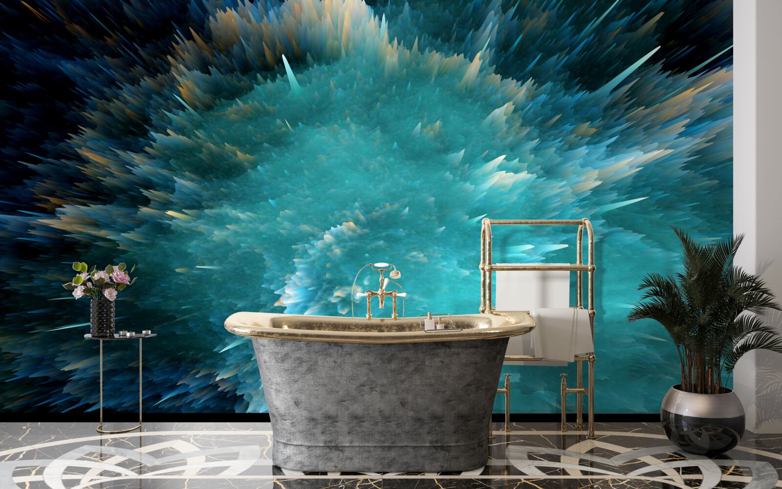 Фотошпалери спалах яскравої бірюзової пігментації