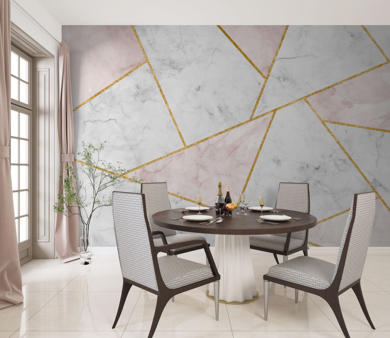 Фотошпалери сірий мармур з рівномірними кутами