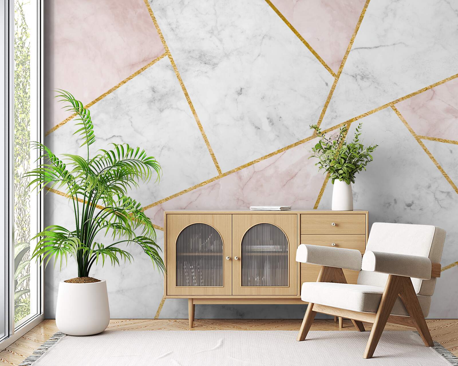 Фотошпалери сірий мармур з рівномірними кутами