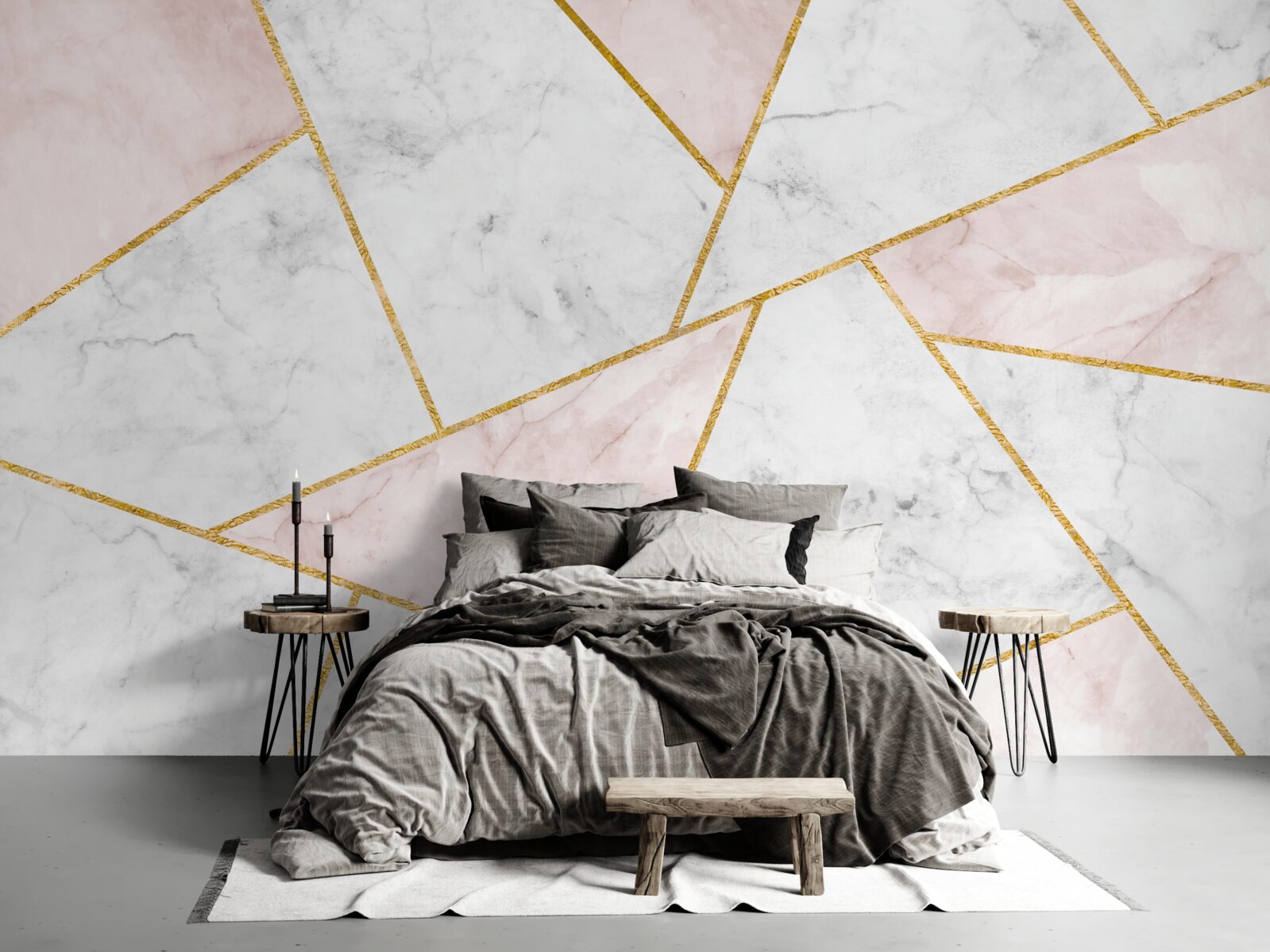 Фотошпалери сірий мармур з рівномірними кутами