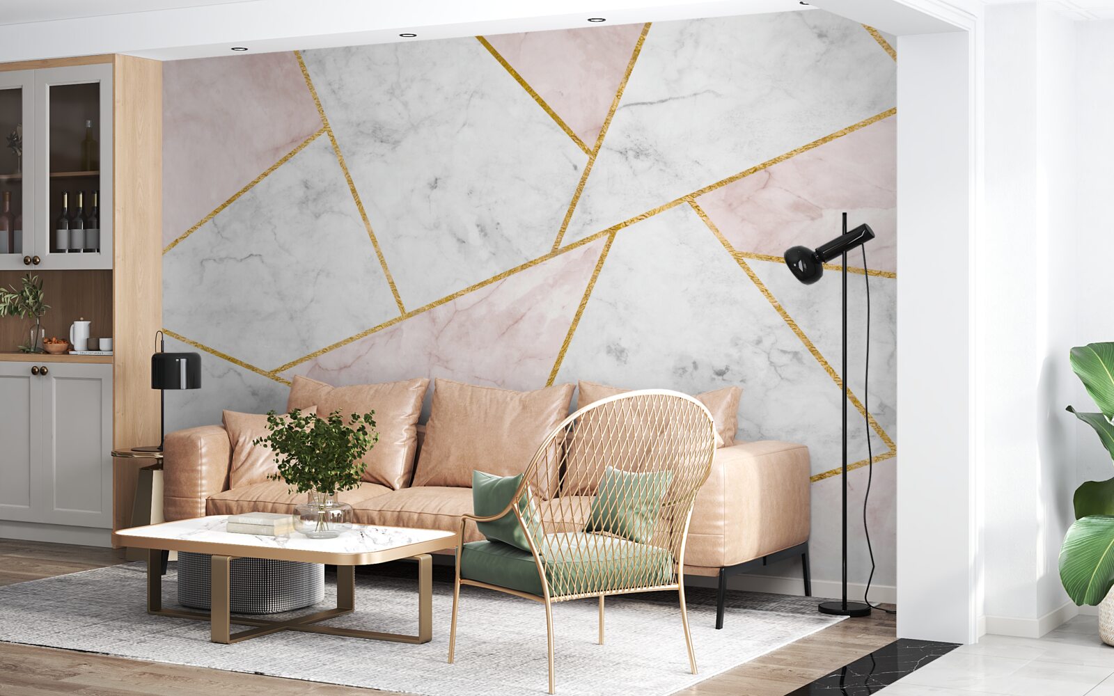 Фотошпалери сірий мармур з рівномірними кутами