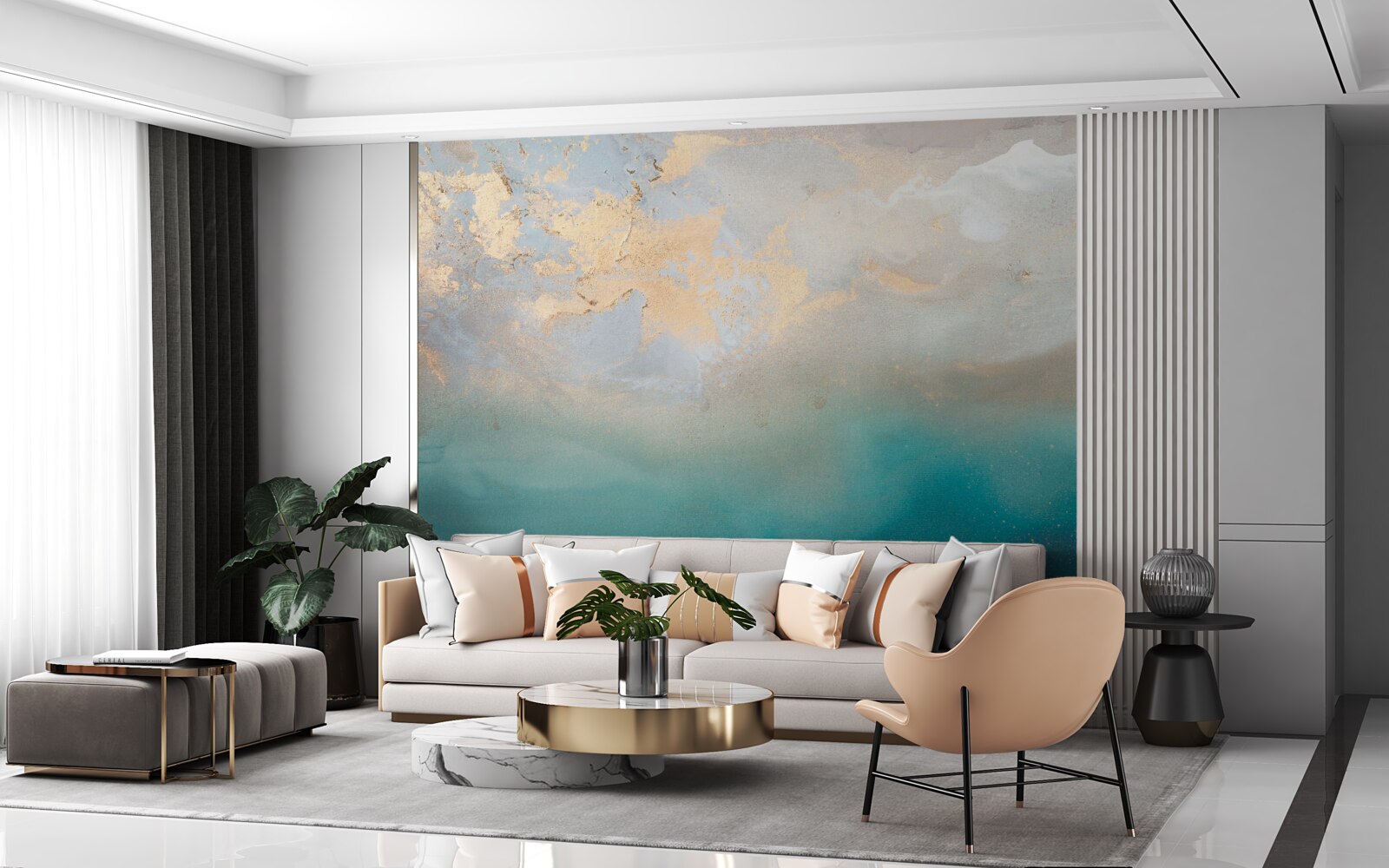 Фотошпалери Морські хвилі бірюзового кольору, що бурхливо вирують