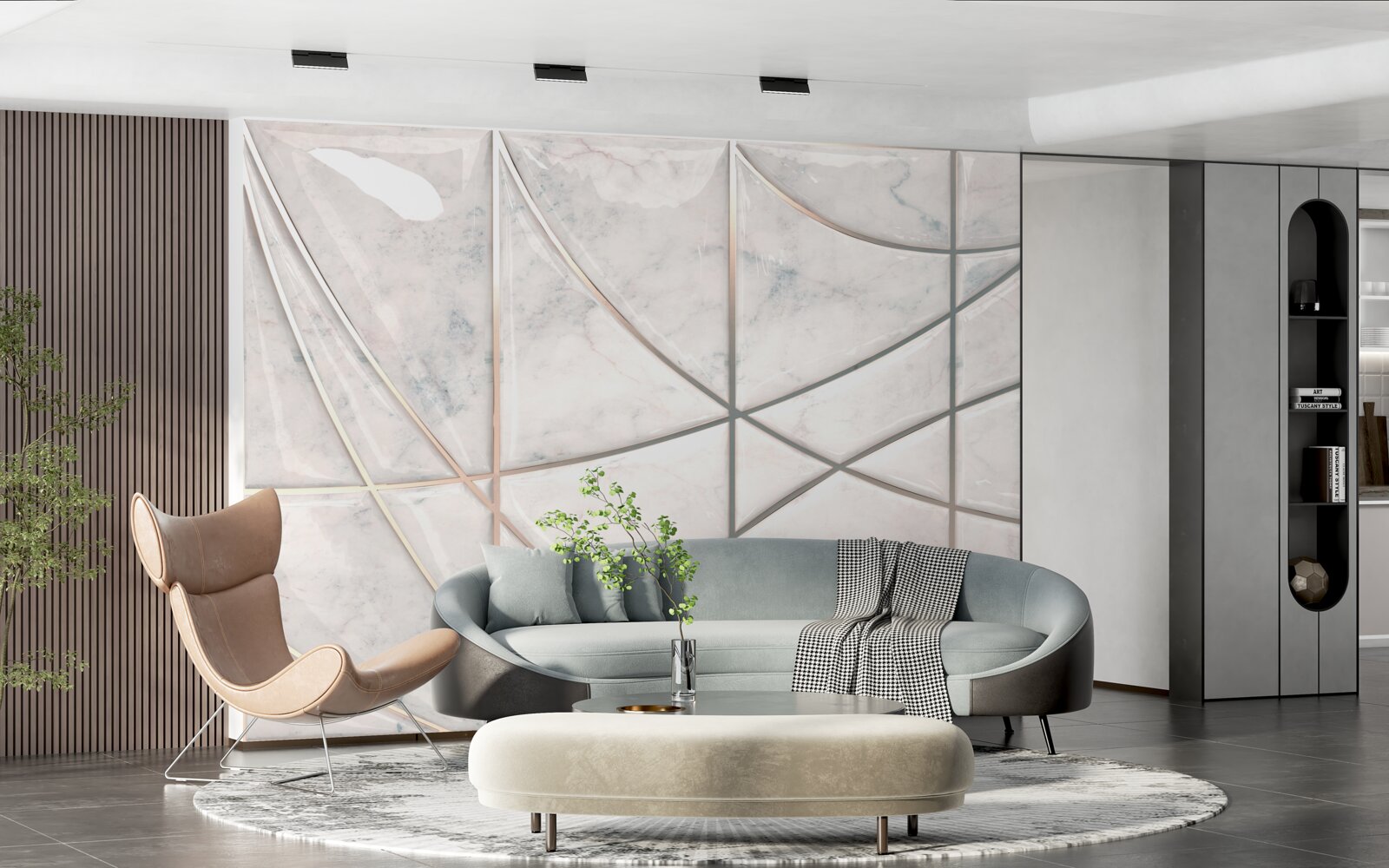 Фотошпалери плавні криві розміщені на світлому фоні