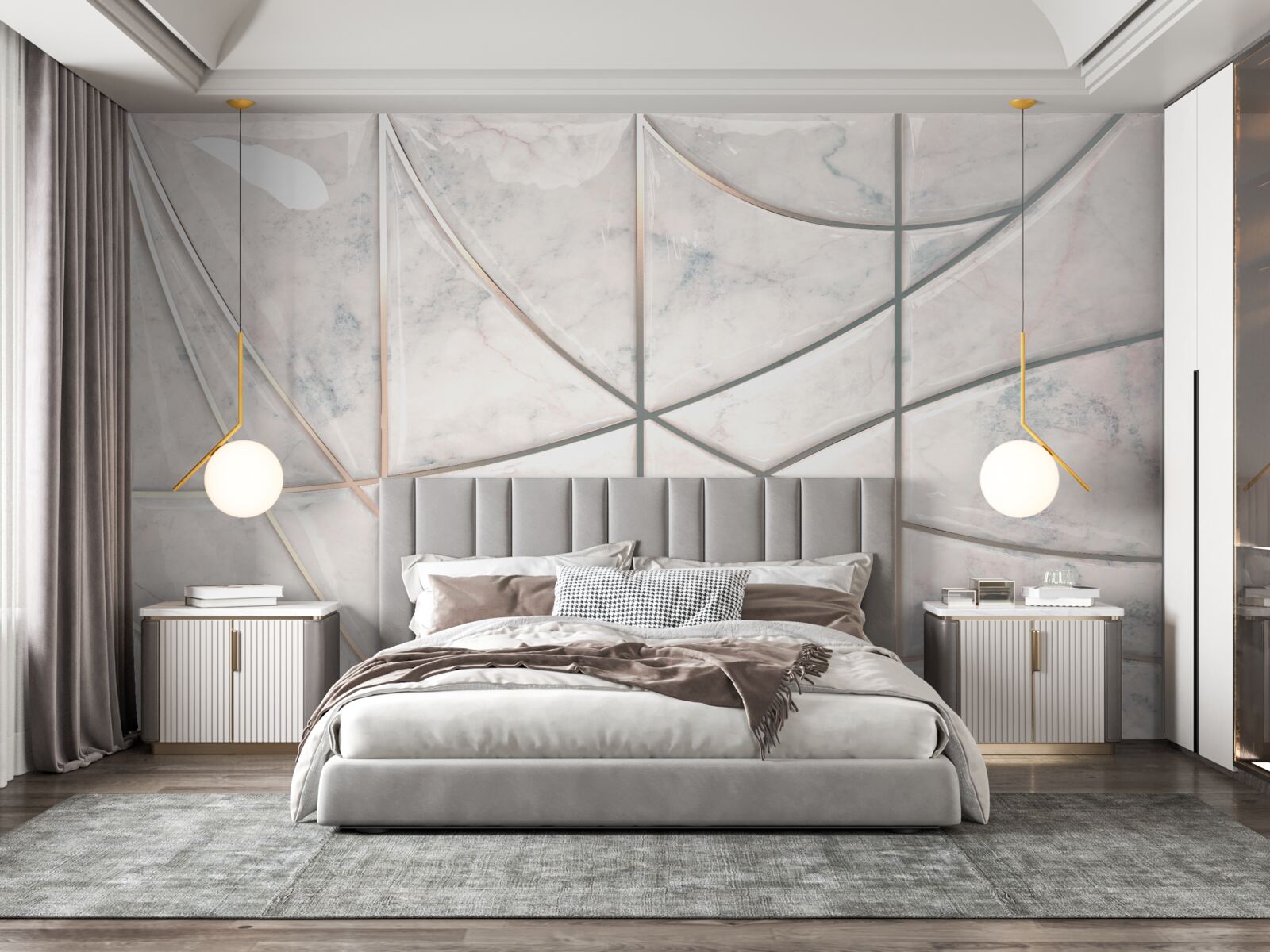 Фотошпалери плавні криві розміщені на світлому фоні