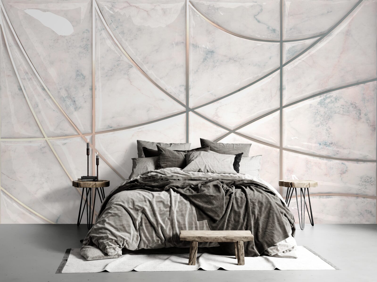 Фотошпалери плавні криві розміщені на світлому фоні