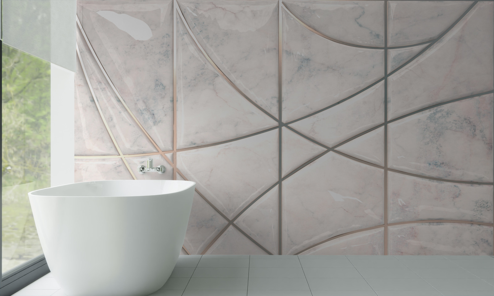 Фотошпалери плавні криві розміщені на світлому фоні