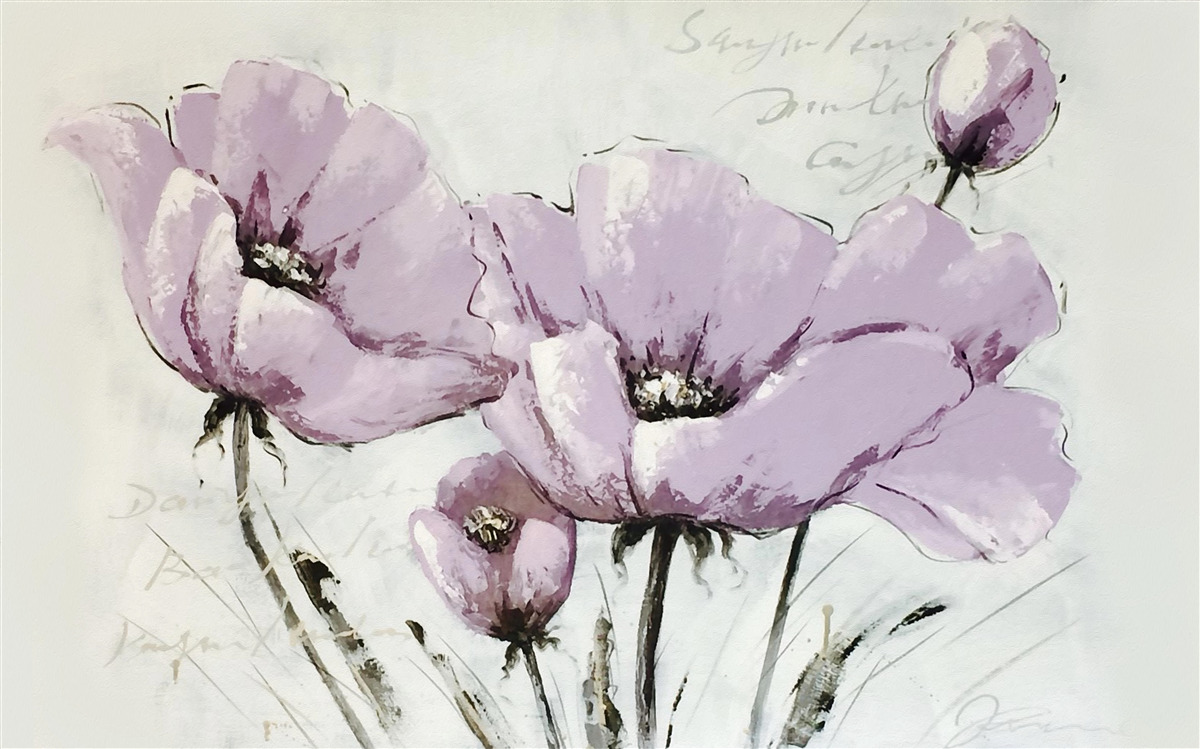 Фотошпалери бузкова літня макова клумба