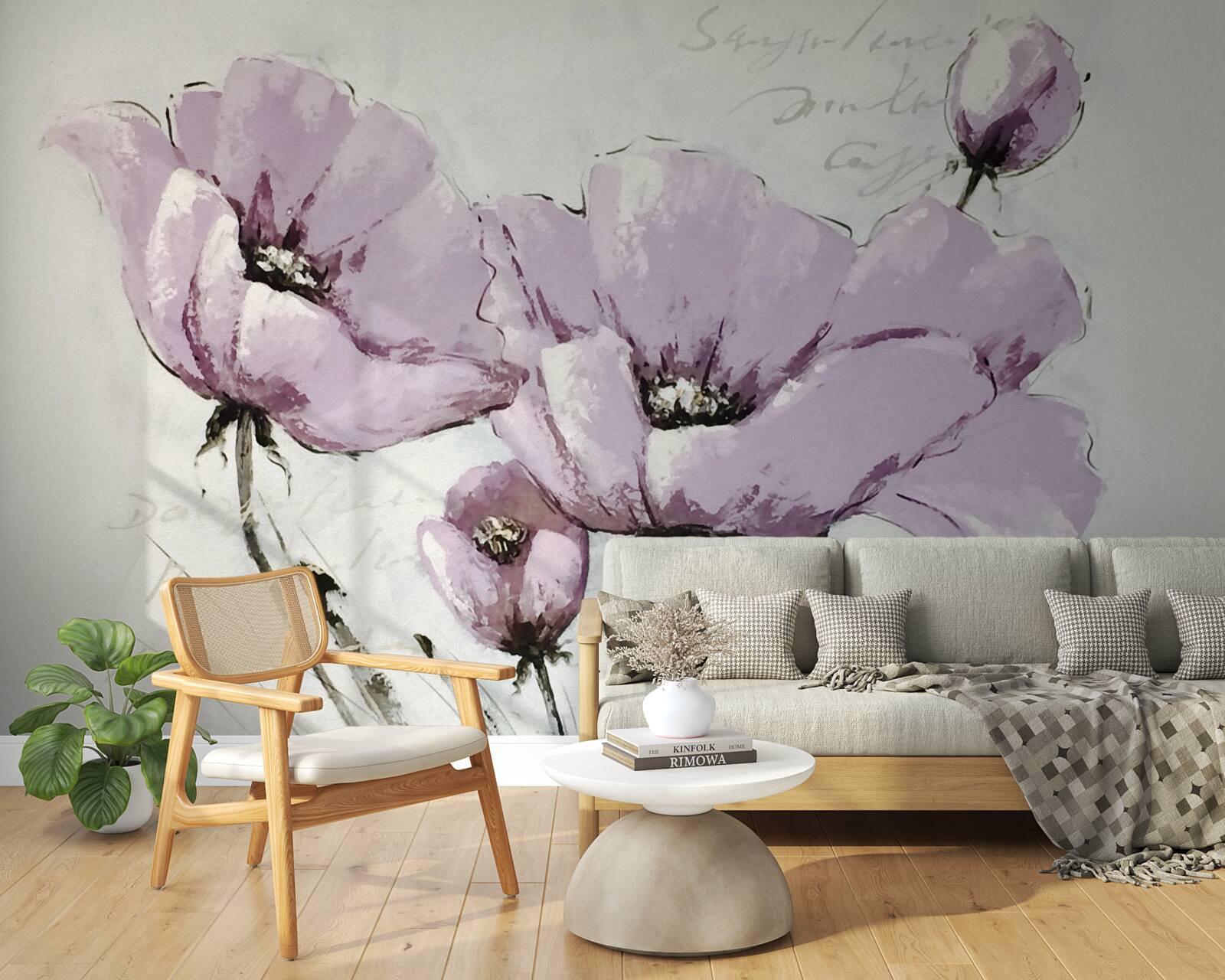 Фотошпалери бузкова літня макова клумба