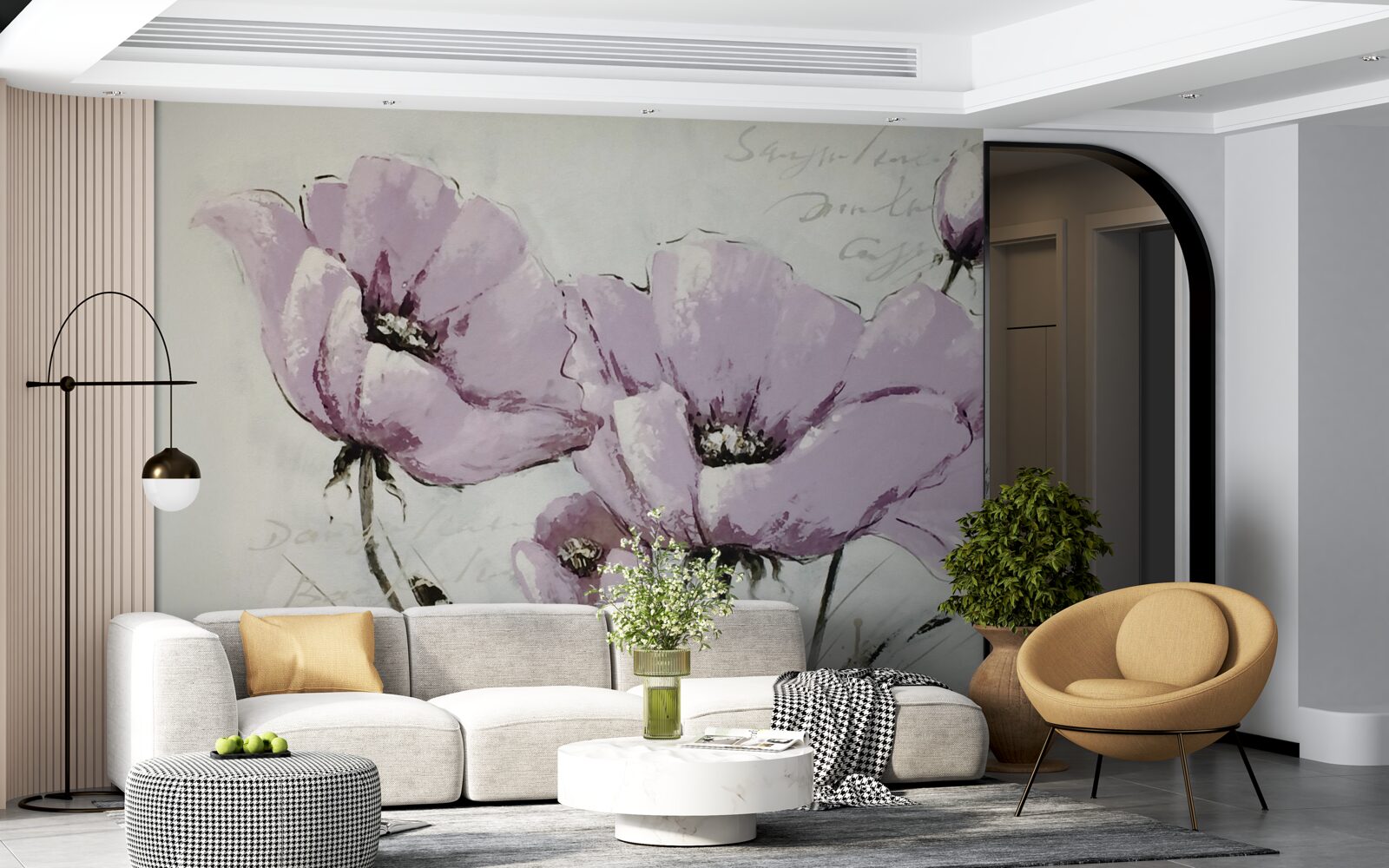 Фотошпалери бузкова літня макова клумба