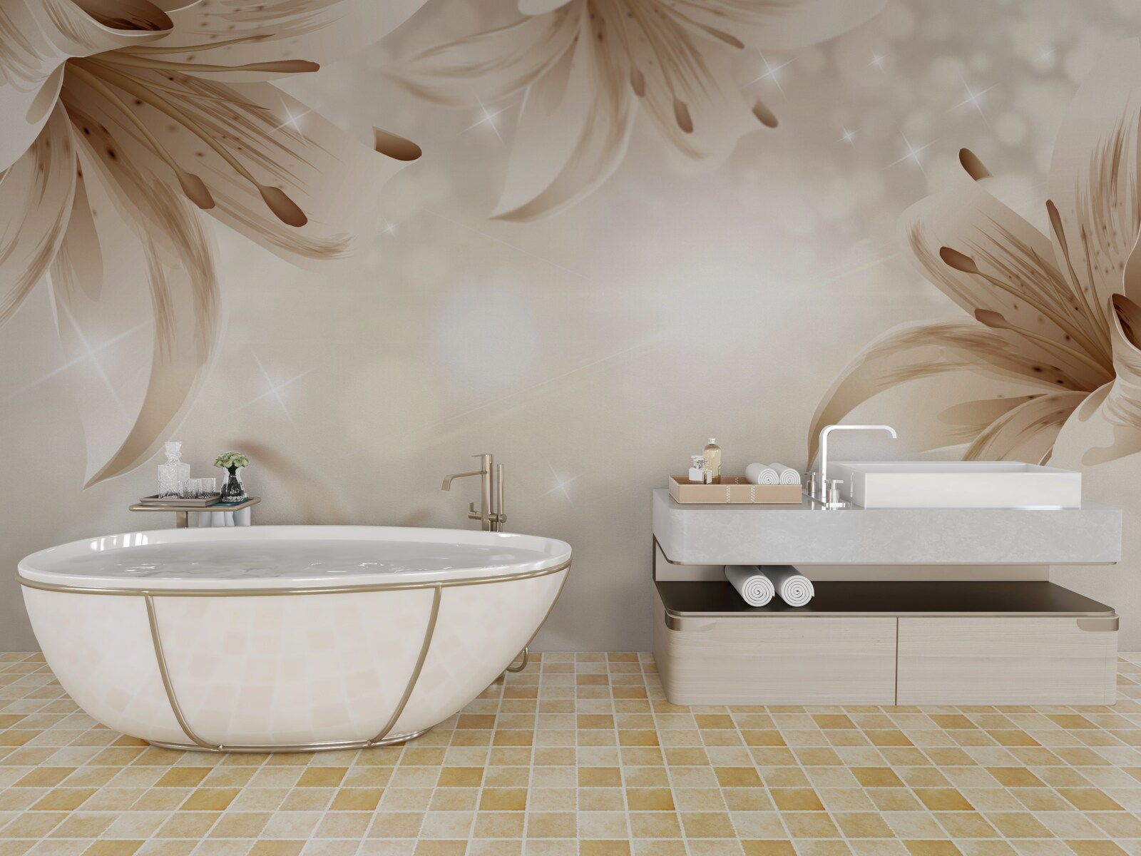 Фотошпалери ніжний букет яскравих лілій