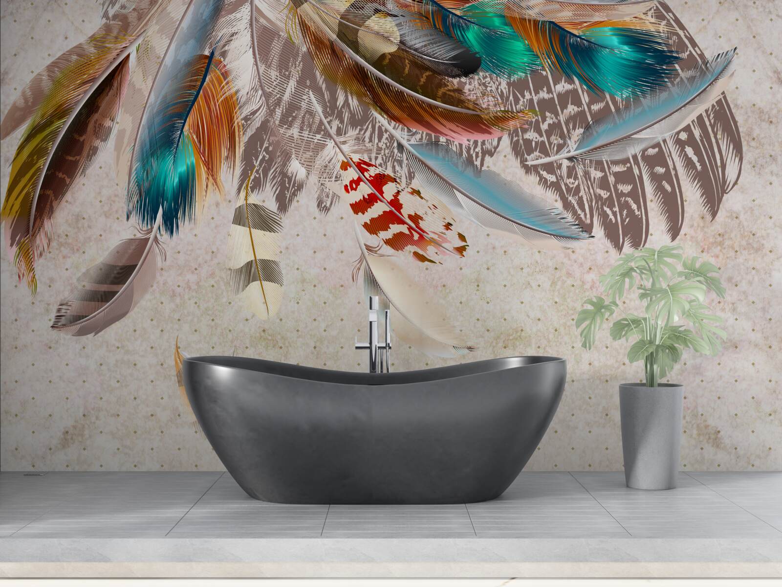 Фотошпалери падаюче різнокольорове пір'я