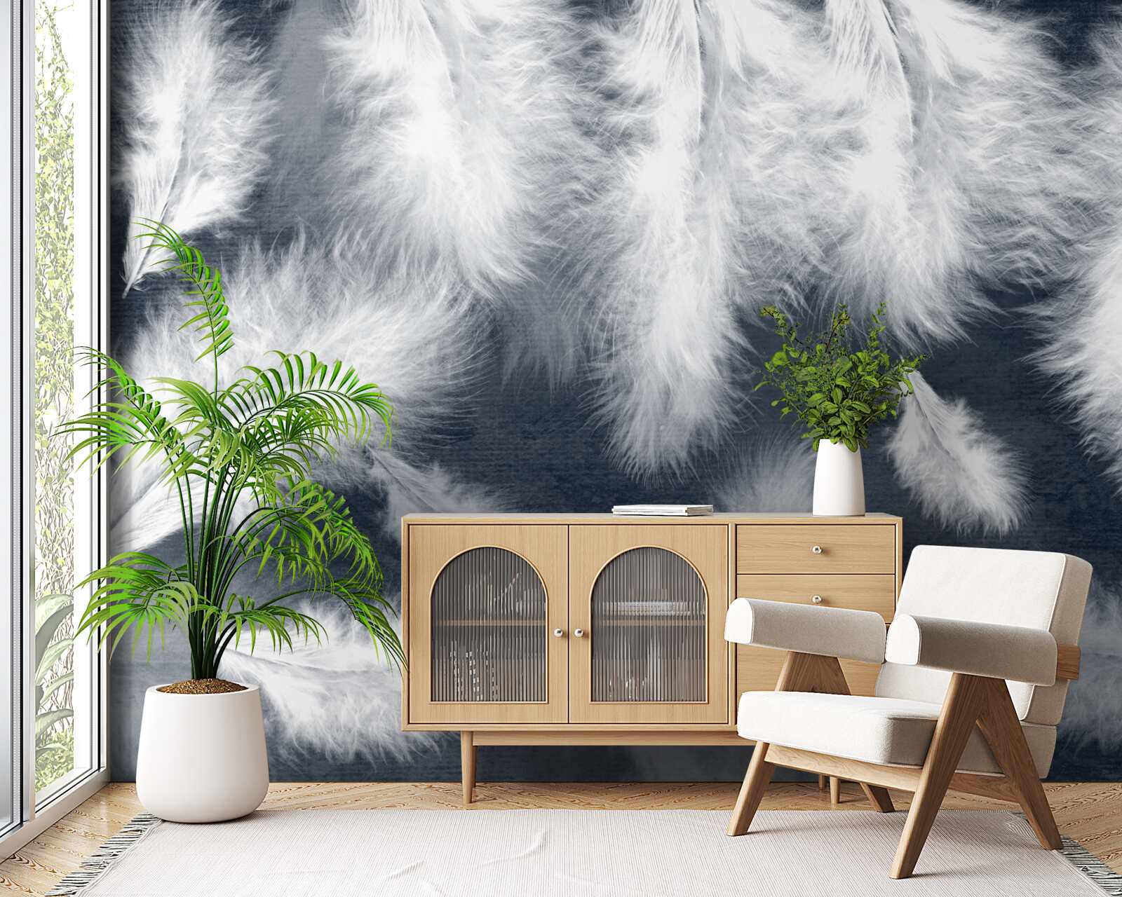 Фотошпалери щільне плаваюче пір'я