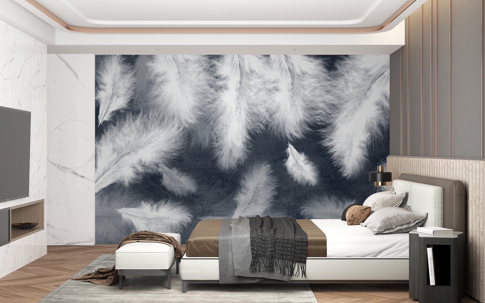 Фотошпалери щільне плаваюче пір'я