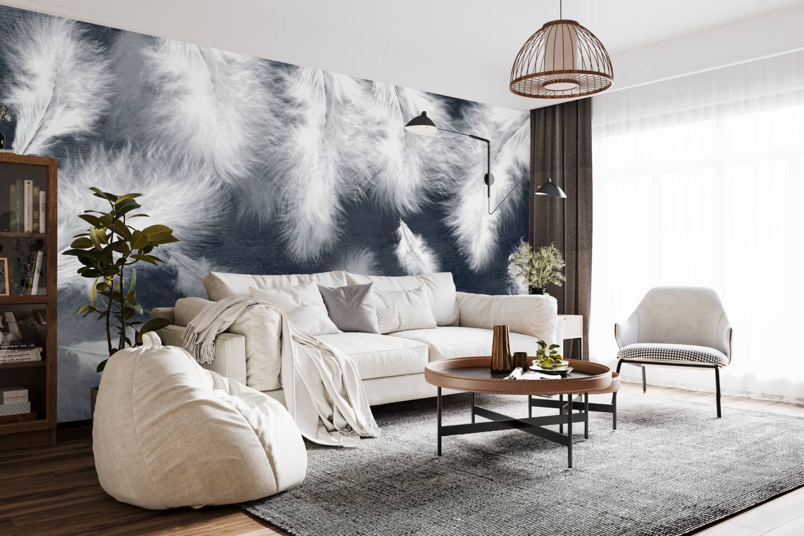 Фотошпалери щільне плаваюче пір'я