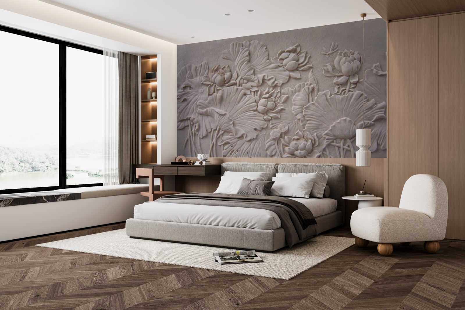 Фотошпалери глиняний рельєф, прикрашений зображеннями квітів і рослин