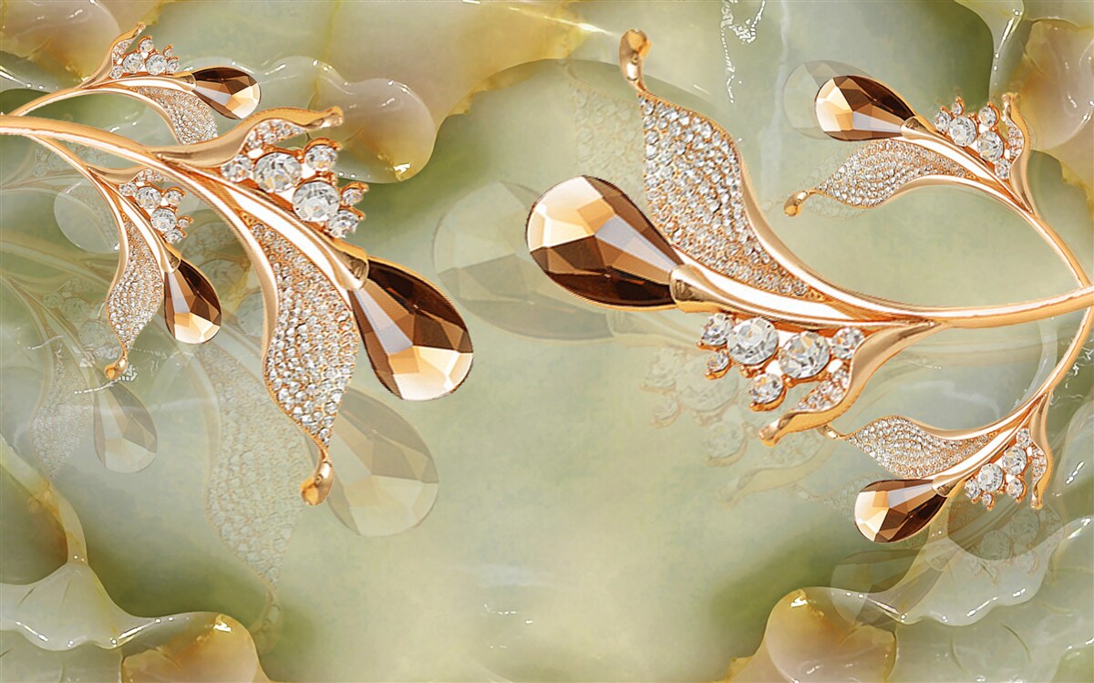 Фотошпалери декоровані золоті гілки