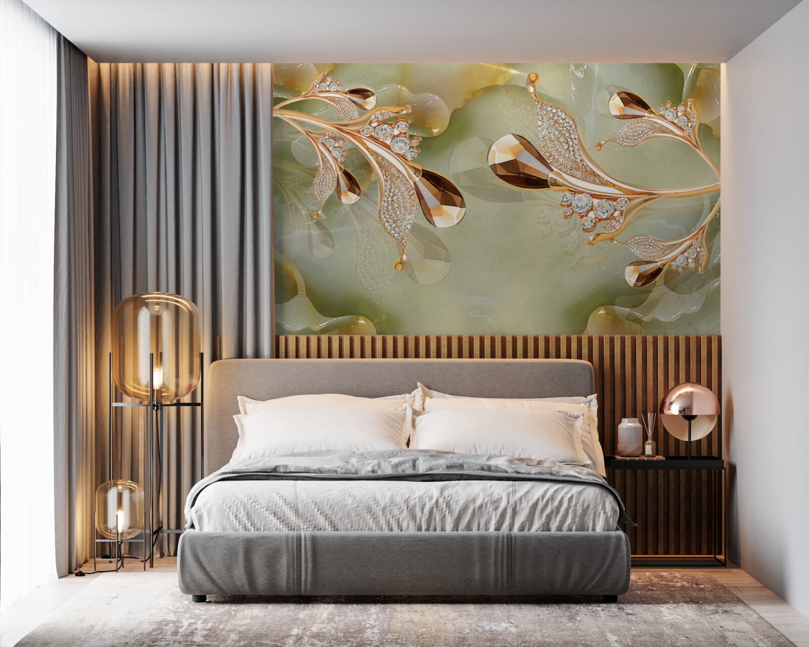 Фотошпалери декоровані золоті гілки