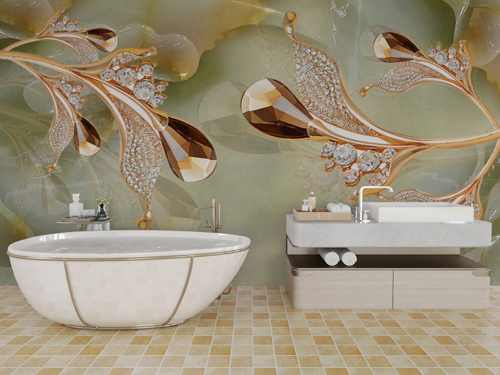 Фотошпалери декоровані золоті гілки