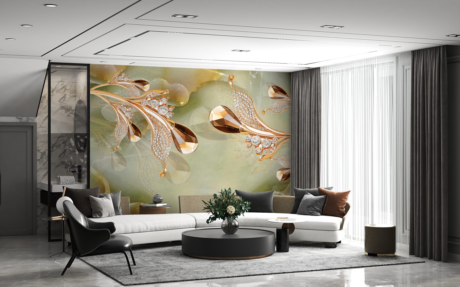 Фотошпалери декоровані золоті гілки