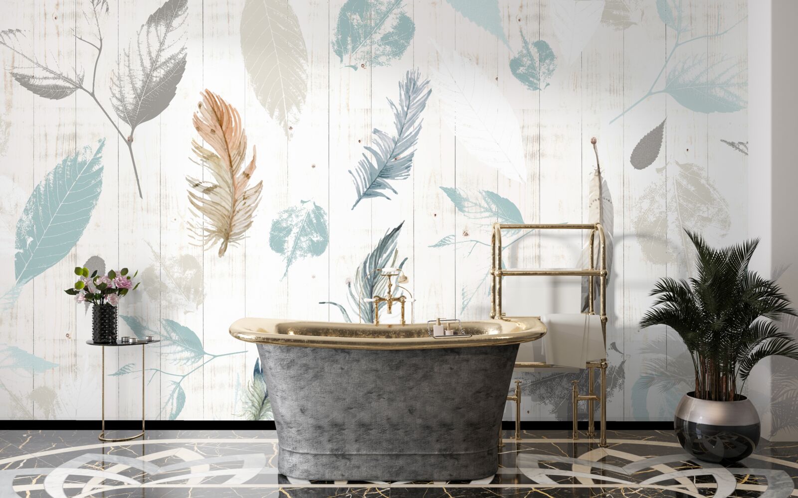 Фотошпалери Сліди осіннього тропічного листя