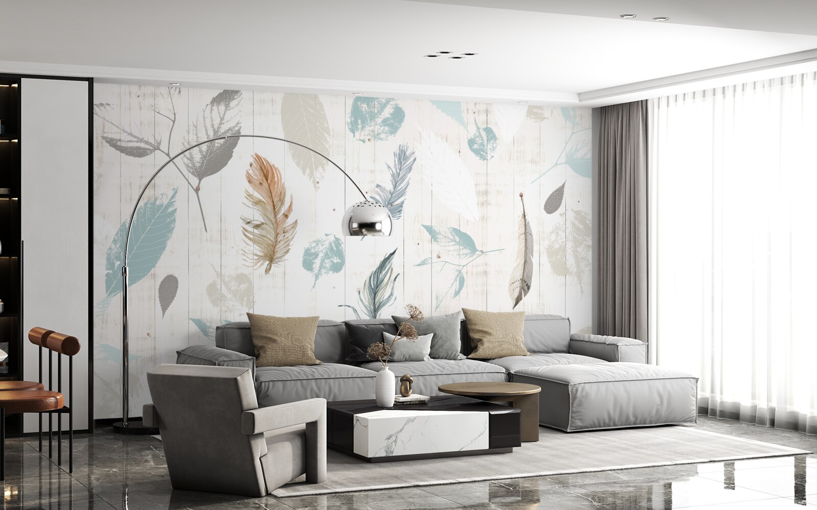 Фотошпалери Сліди осіннього тропічного листя