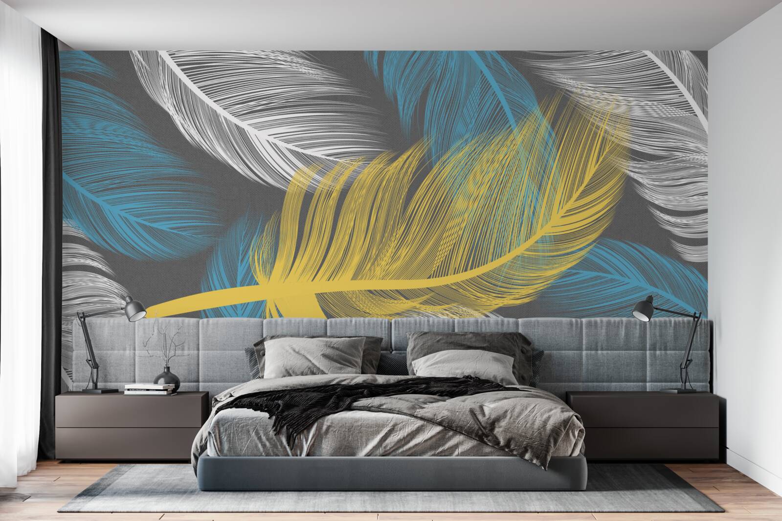 Фотошпалери серед білого і світлого виділяється золоте перо