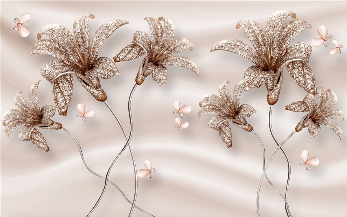 Фотошпалери елегантні квіти лілії на шовковому полотні