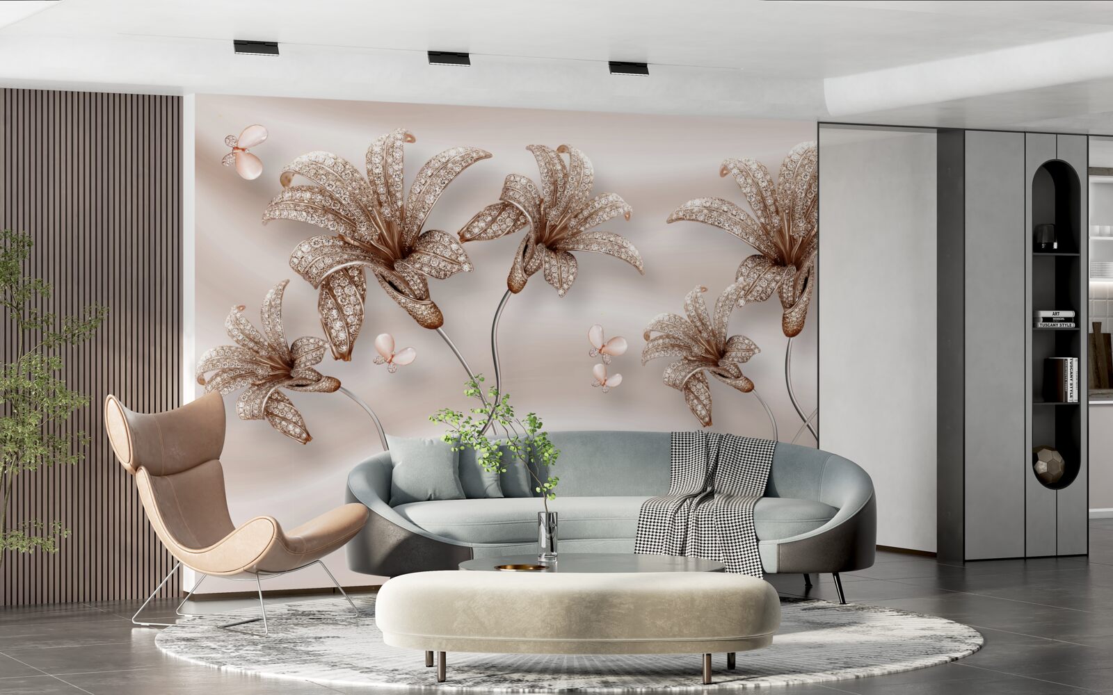 Фотошпалери елегантні квіти лілії на шовковому полотні