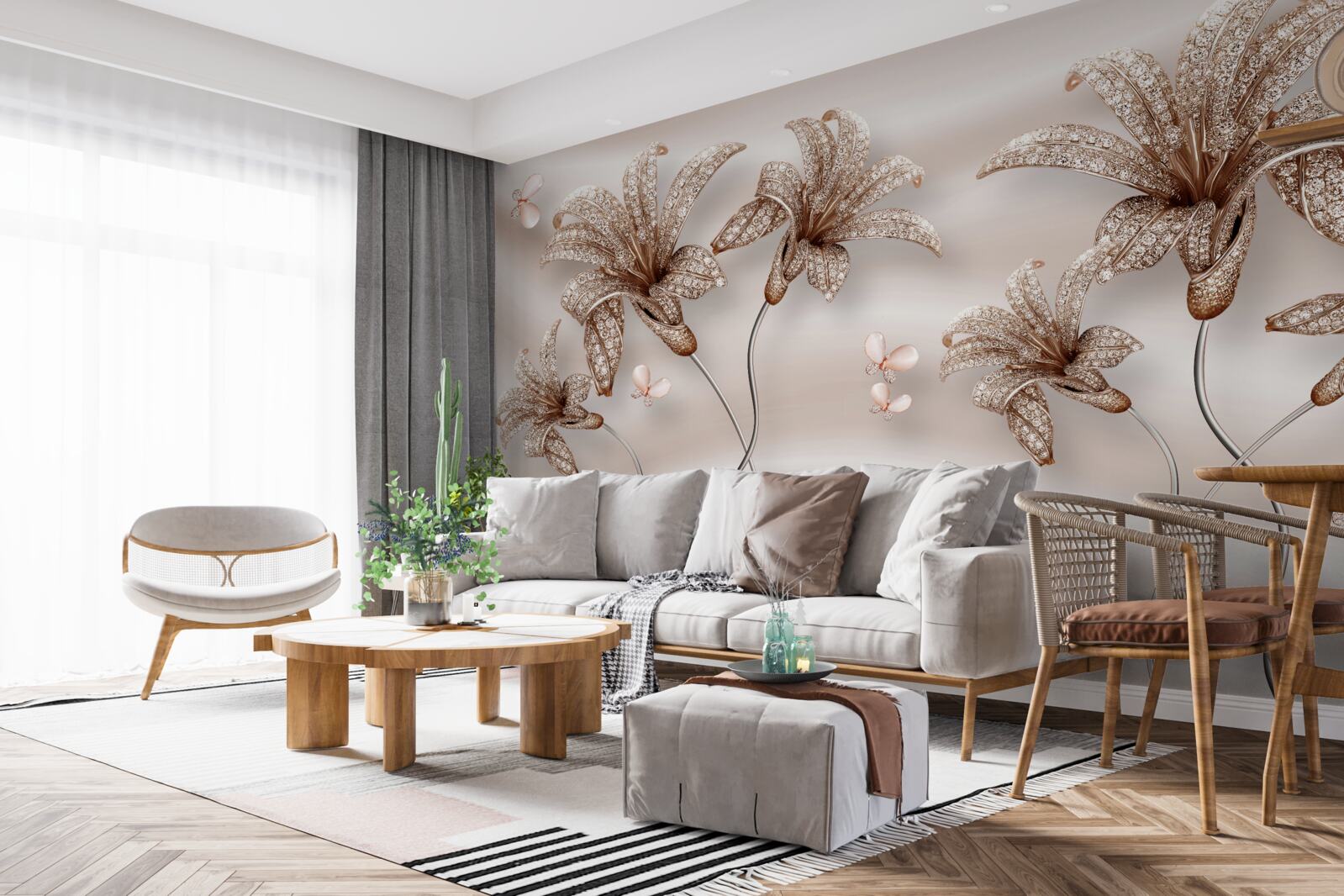 Фотошпалери елегантні квіти лілії на шовковому полотні