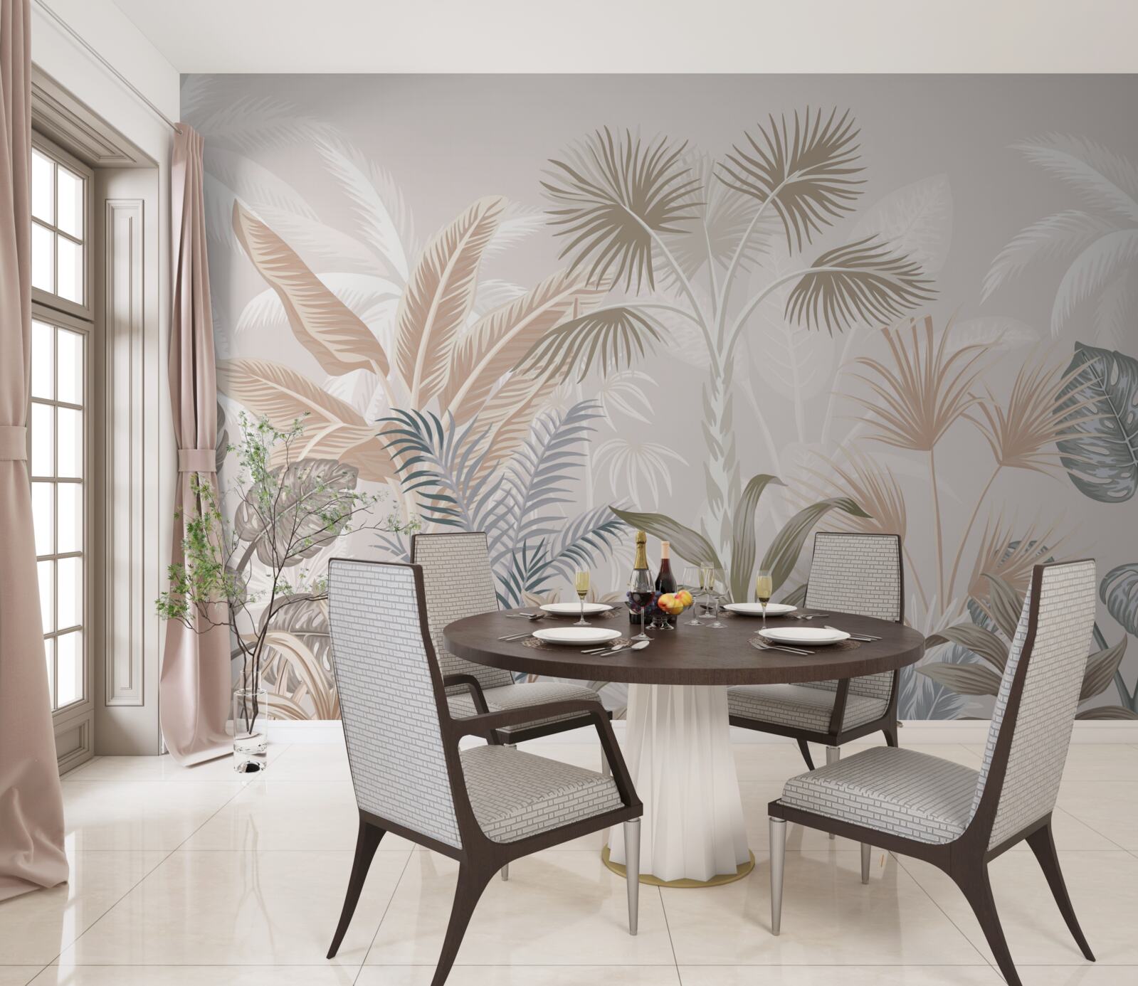 Фотошпалери тропічні рослини під час літніх злив