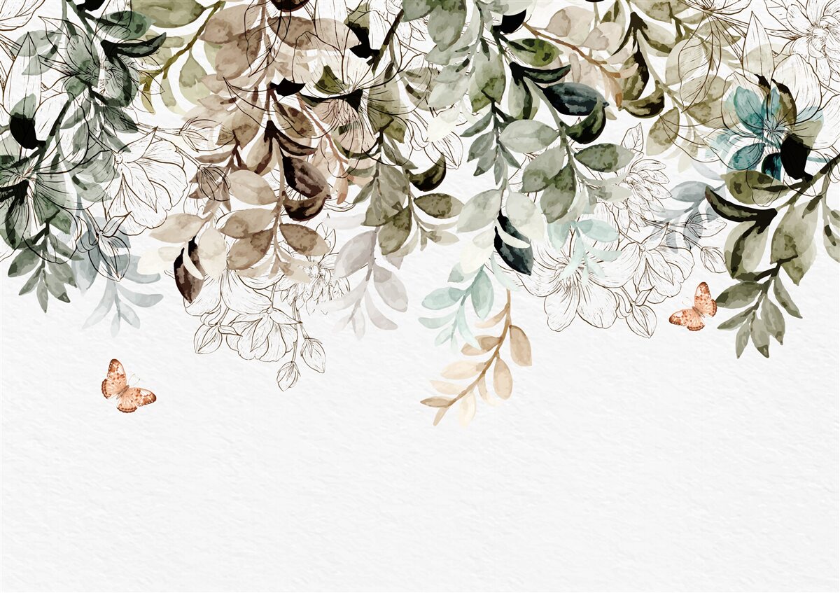 Фотошпалери метелики пурхають під щільним покровом листя