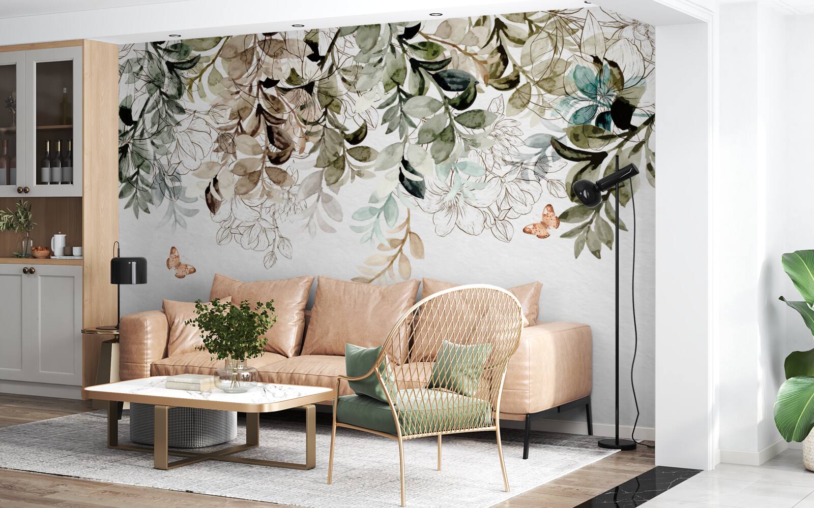 Фотошпалери метелики пурхають під щільним покровом листя