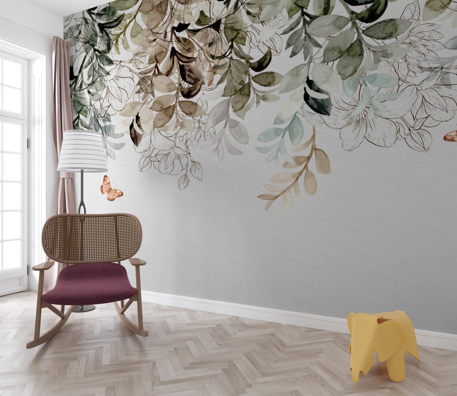 Фотошпалери метелики пурхають під щільним покровом листя