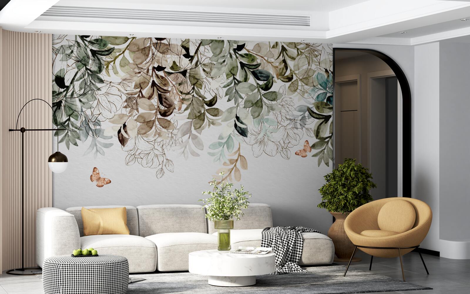 Фотошпалери метелики пурхають під щільним покровом листя