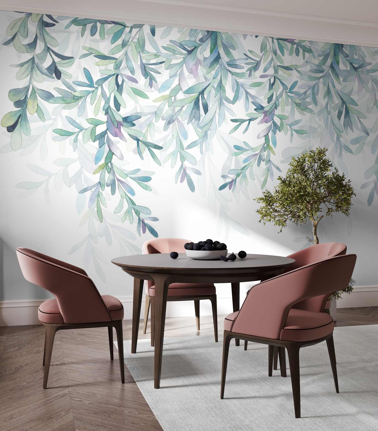 Фотошпалери листя на гілках зеленіє