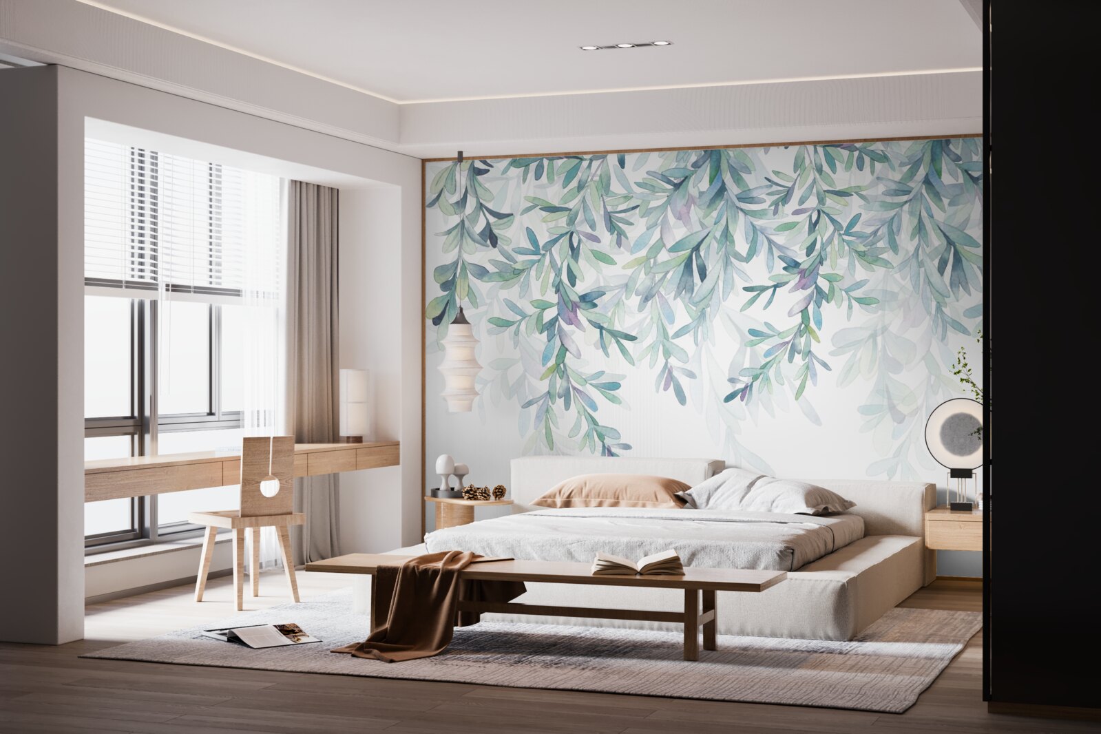 Фотошпалери листя на гілках зеленіє