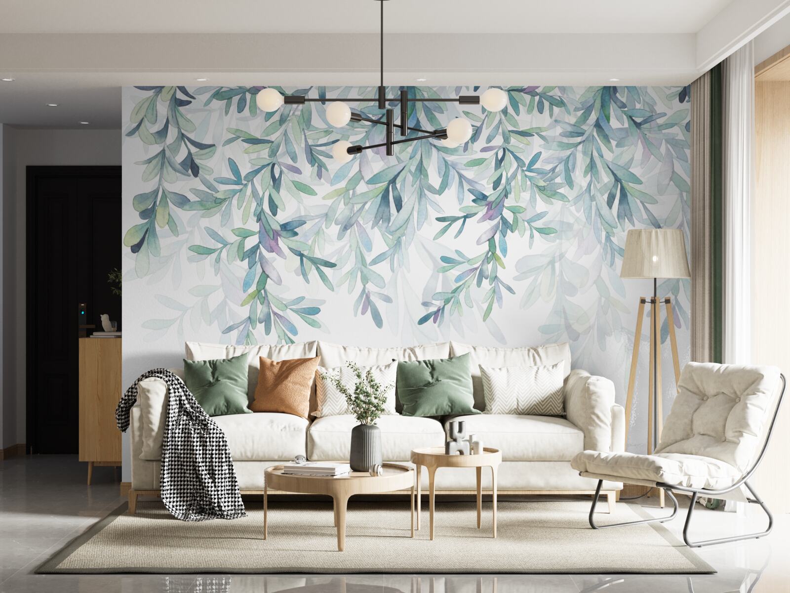 Фотошпалери листя на гілках зеленіє