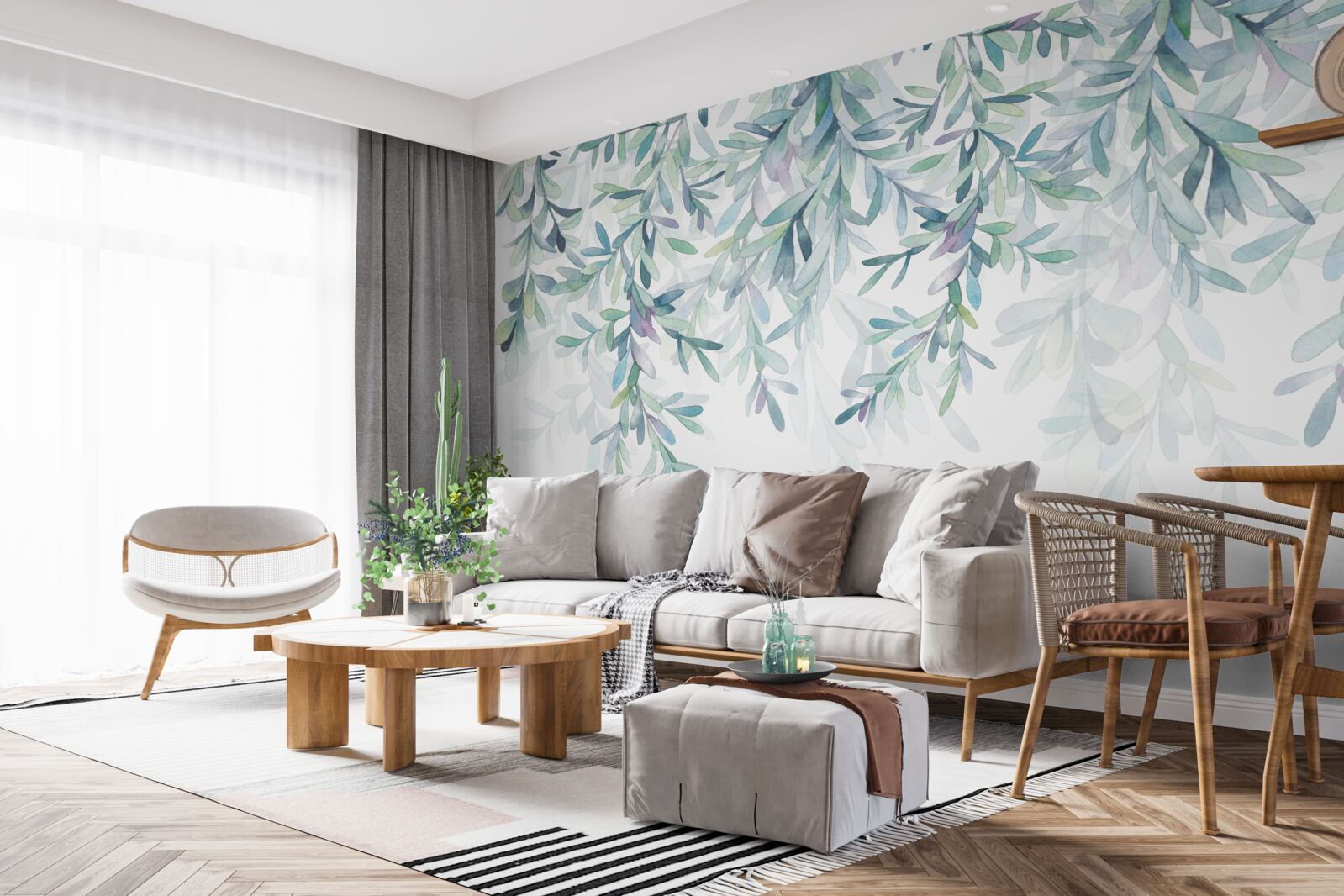 Фотошпалери листя на гілках зеленіє