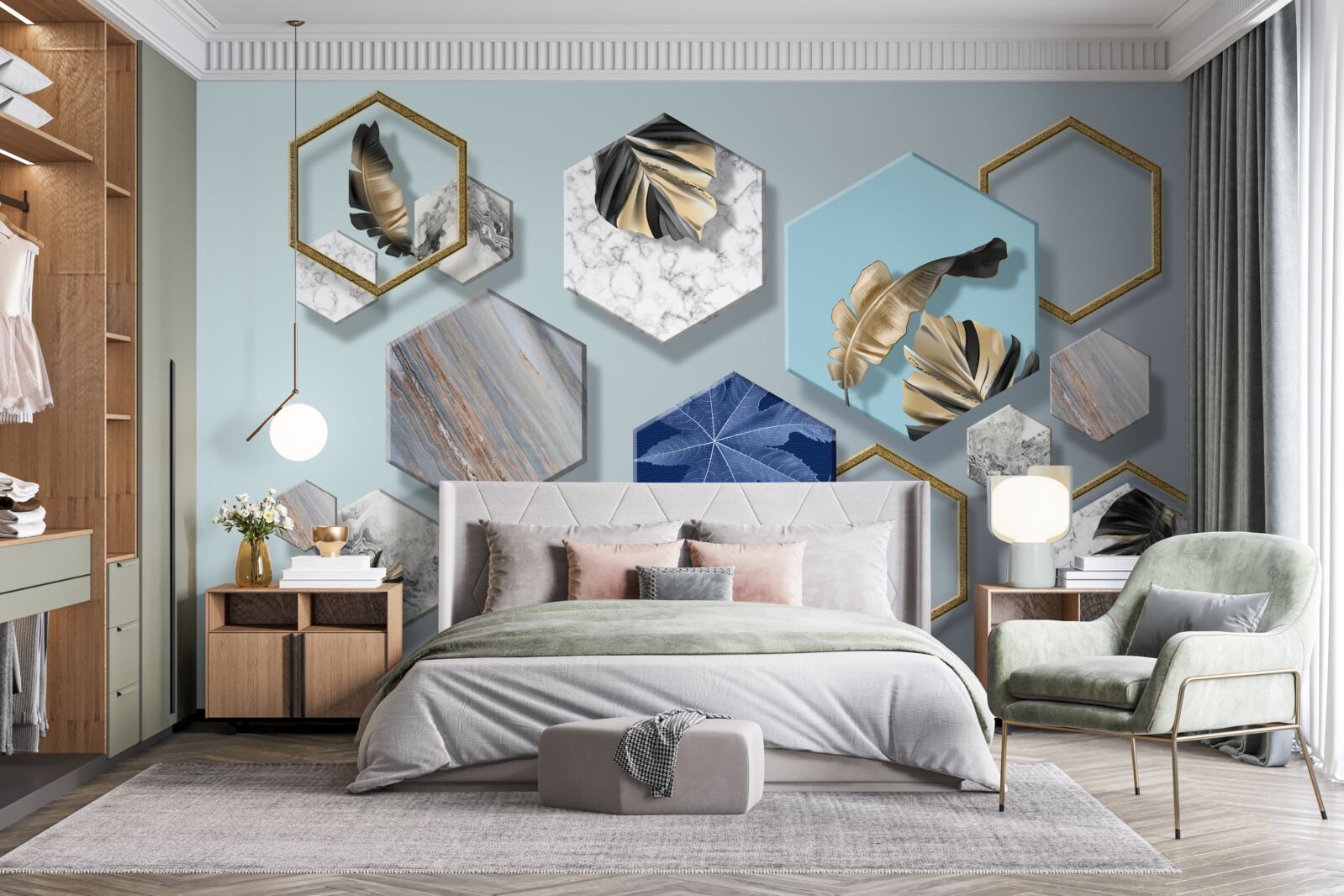 Фотошпалери шестикутники з різним вмістом