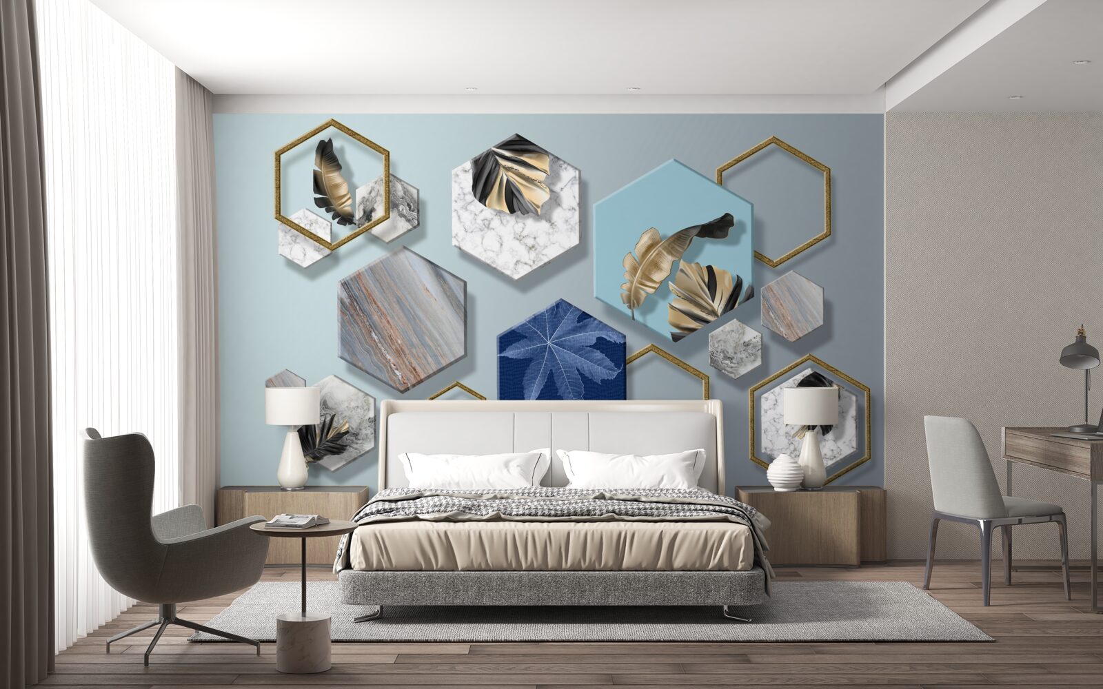 Фотошпалери шестикутники з різним вмістом