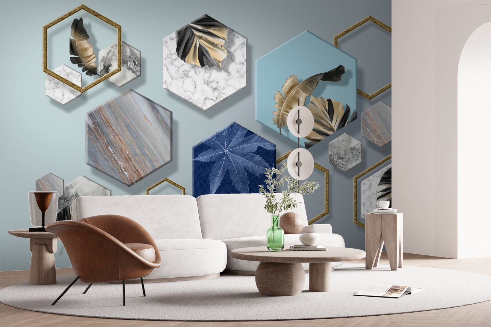 Фотошпалери шестикутники з різним вмістом