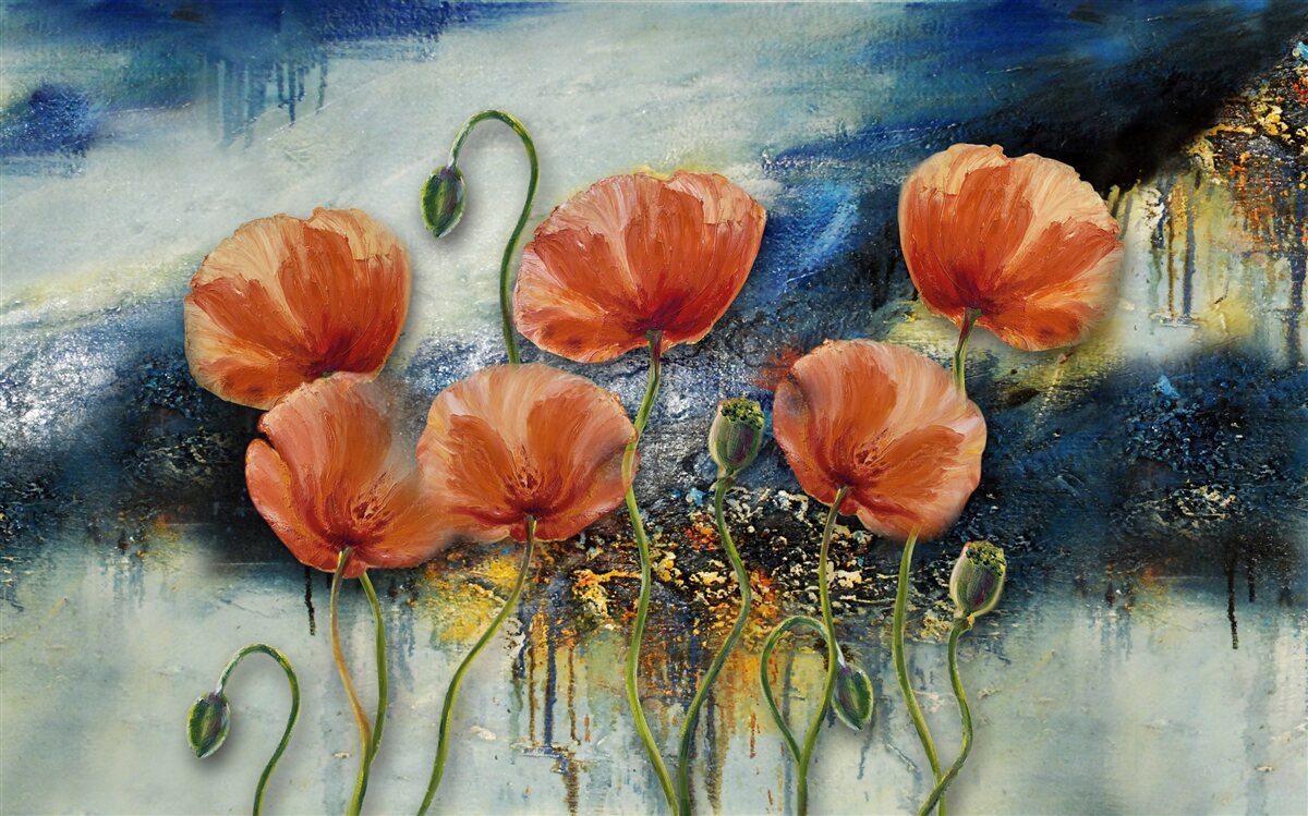 Фотошпалери колекція витончених червоних літніх маків