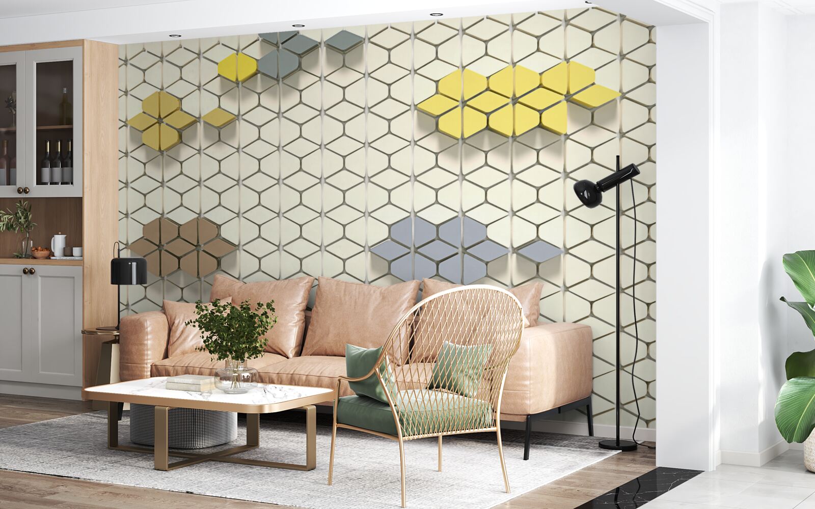 Фотошпалери яскрава клітинка з різнокольоровими елементами