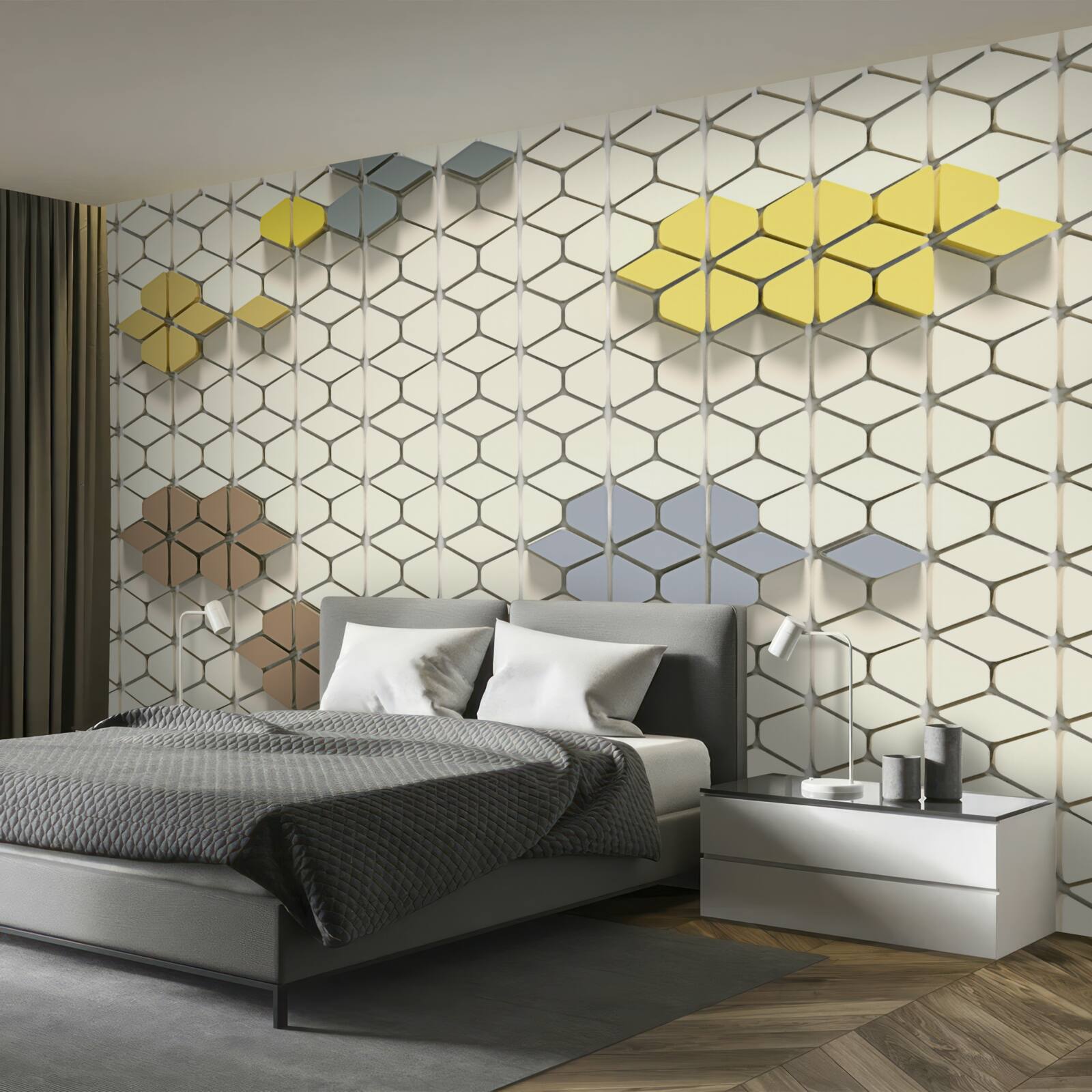 Фотошпалери яскрава клітинка з різнокольоровими елементами