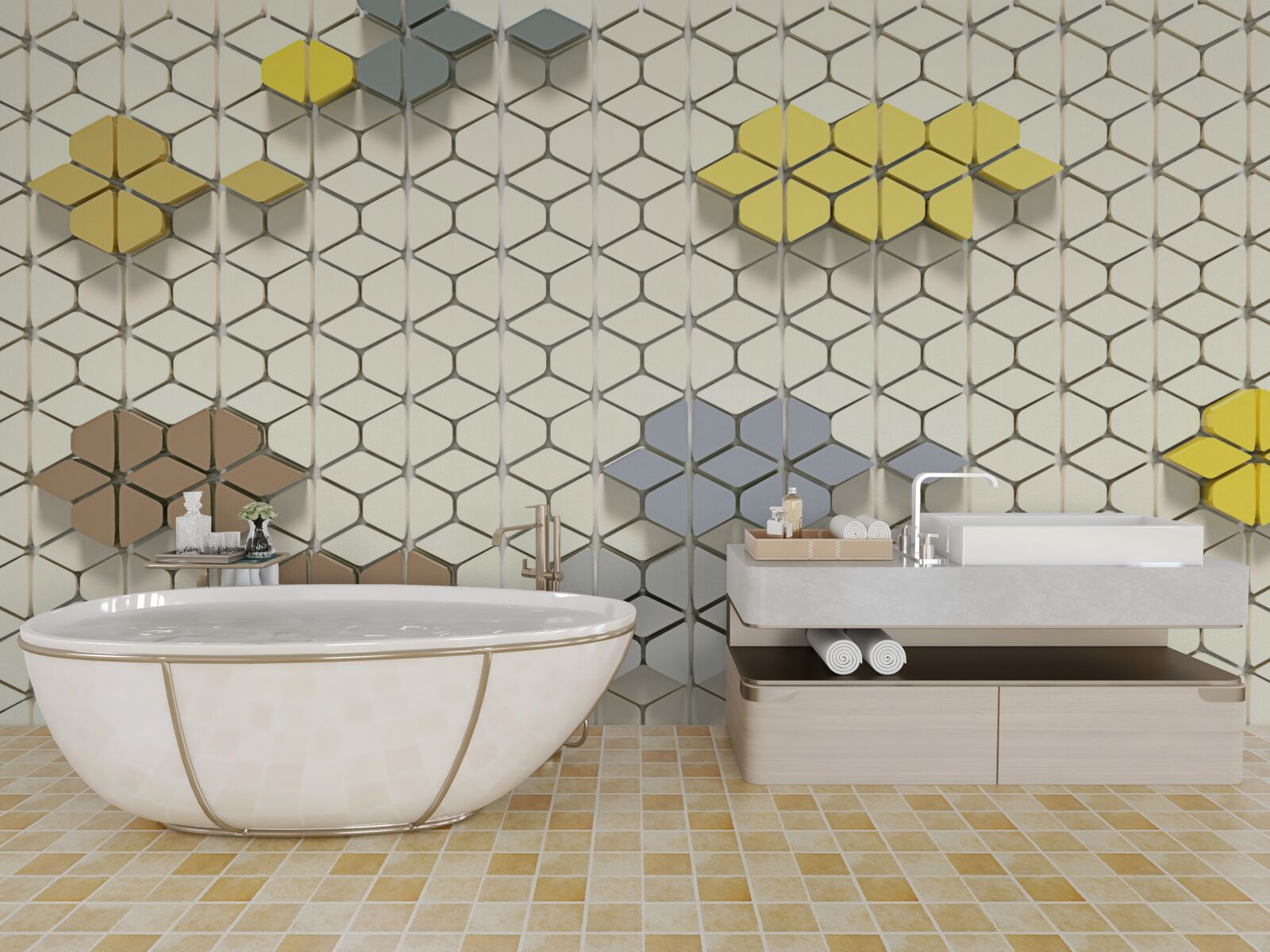 Фотошпалери яскрава клітинка з різнокольоровими елементами