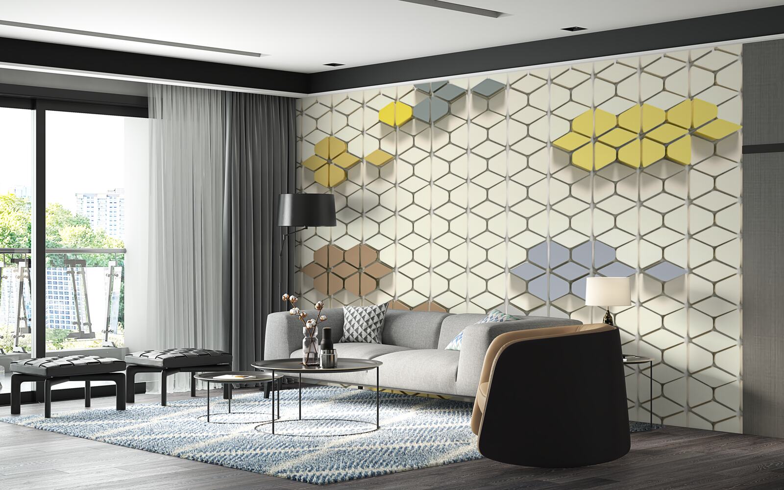 Фотошпалери яскрава клітинка з різнокольоровими елементами